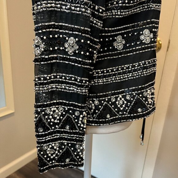 Jovani New York 100% Silk Black Beaded Formal Jacket with tie front, Size M/L? - Picture 11 of 16